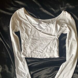 cute white cropped cross crop top